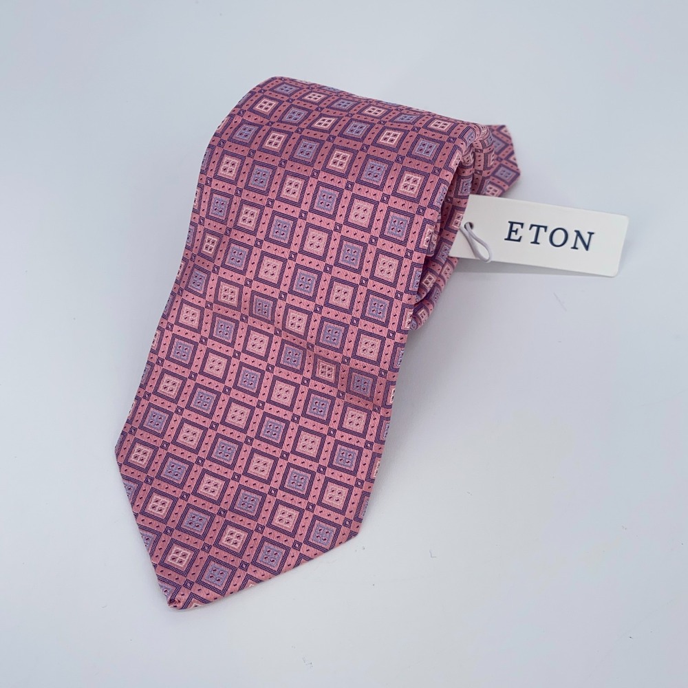 Eton Tie Mens One Size Multi Patterned Silk Classic Fit Necktie England Made NWT